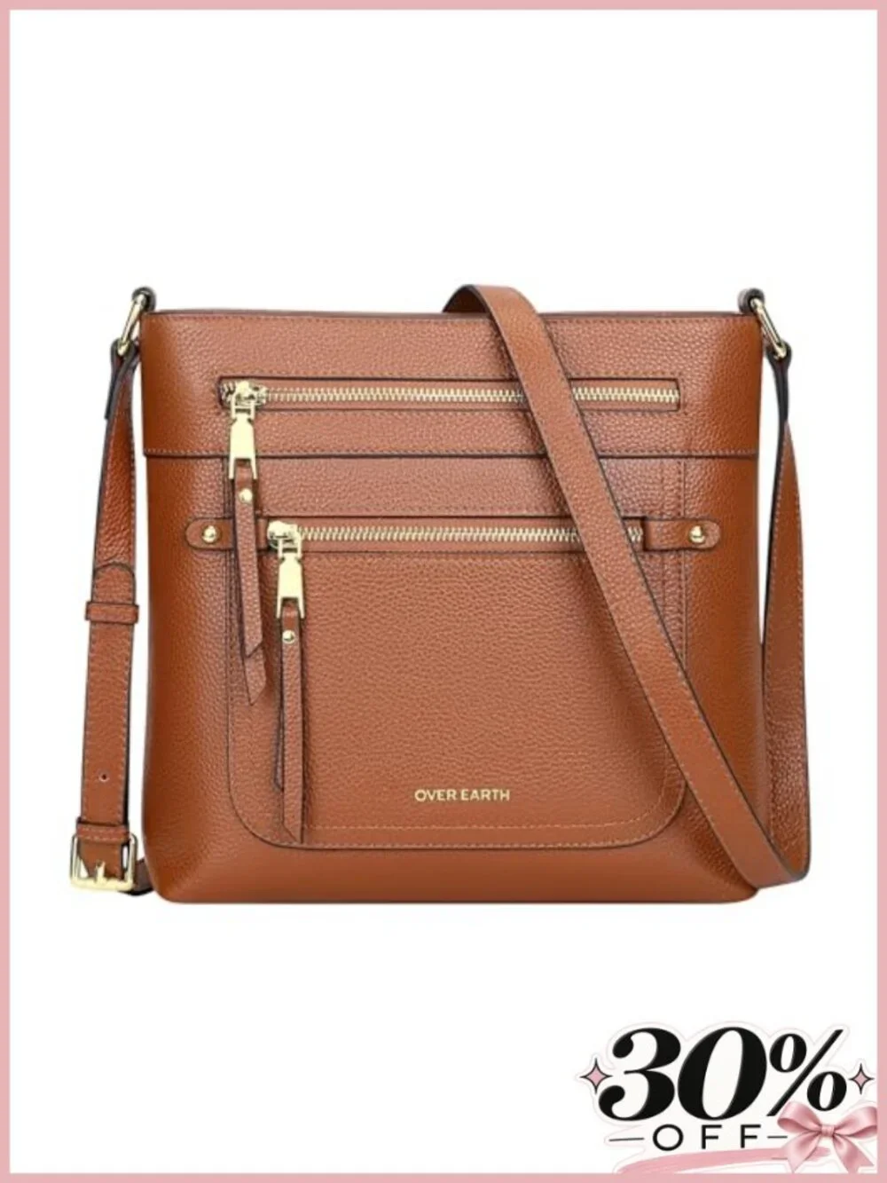 Genuine Leather Crossbody Bag Multi Pocket Purse Travel